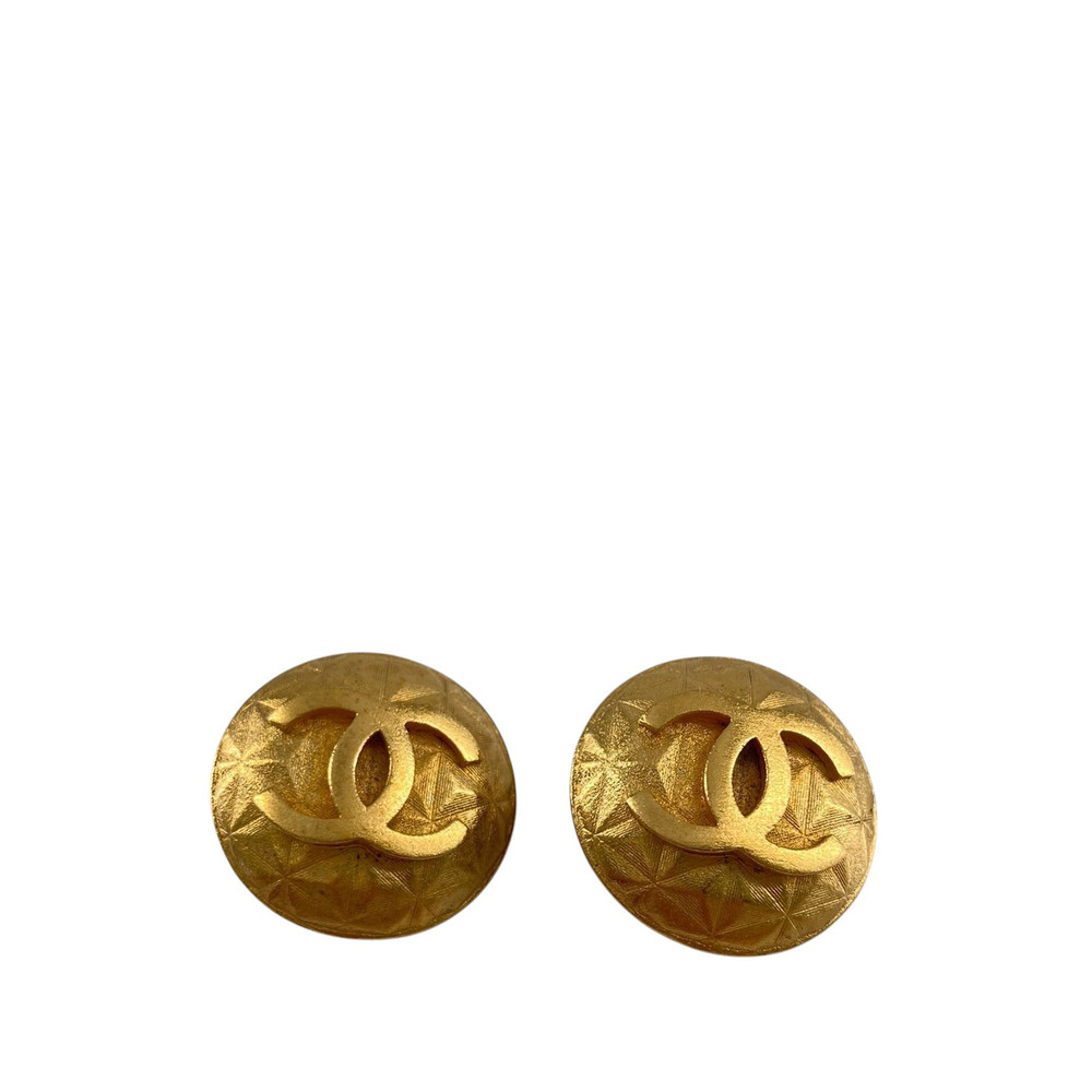 Pre-Loved Chanel CC Gold Plated Round Clip On Earrings